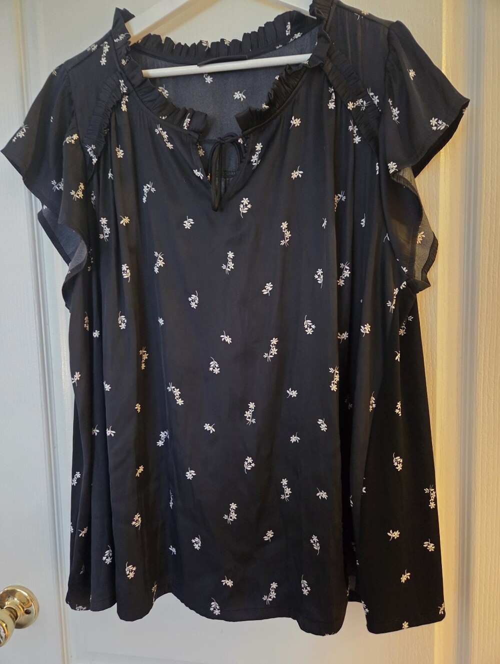Lane Bryant Cap Flutter-Sleeve Satin & Knit Top